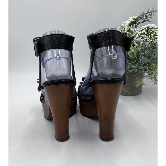 Marni Designer Chunky Wooden Heel lucite flowers Platforms Retro sz 37/6.5 - Picture 3 of 14